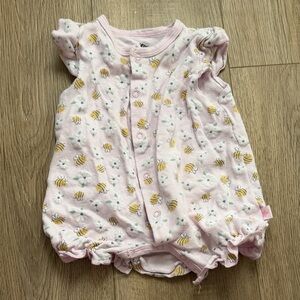 Pink Baby Romper with Bee Print